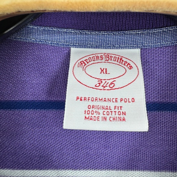 Brooks Brothers 346 Performance Polo Shirt Mens XL Purple Striped Short‎ Sleeve - Picture 5 of 8